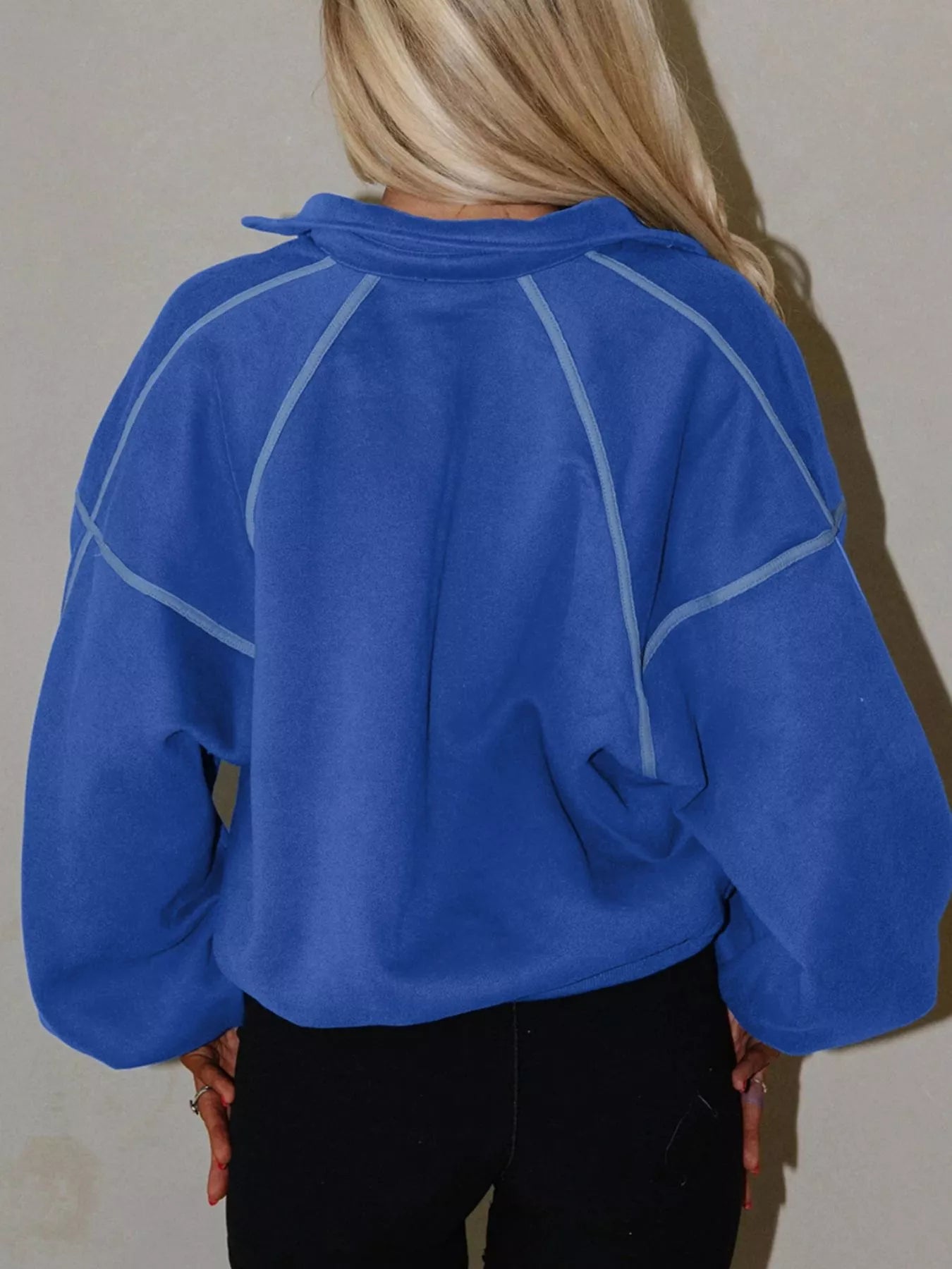 Half Snap Dropped Shoulder Sweatshirt Trendsi