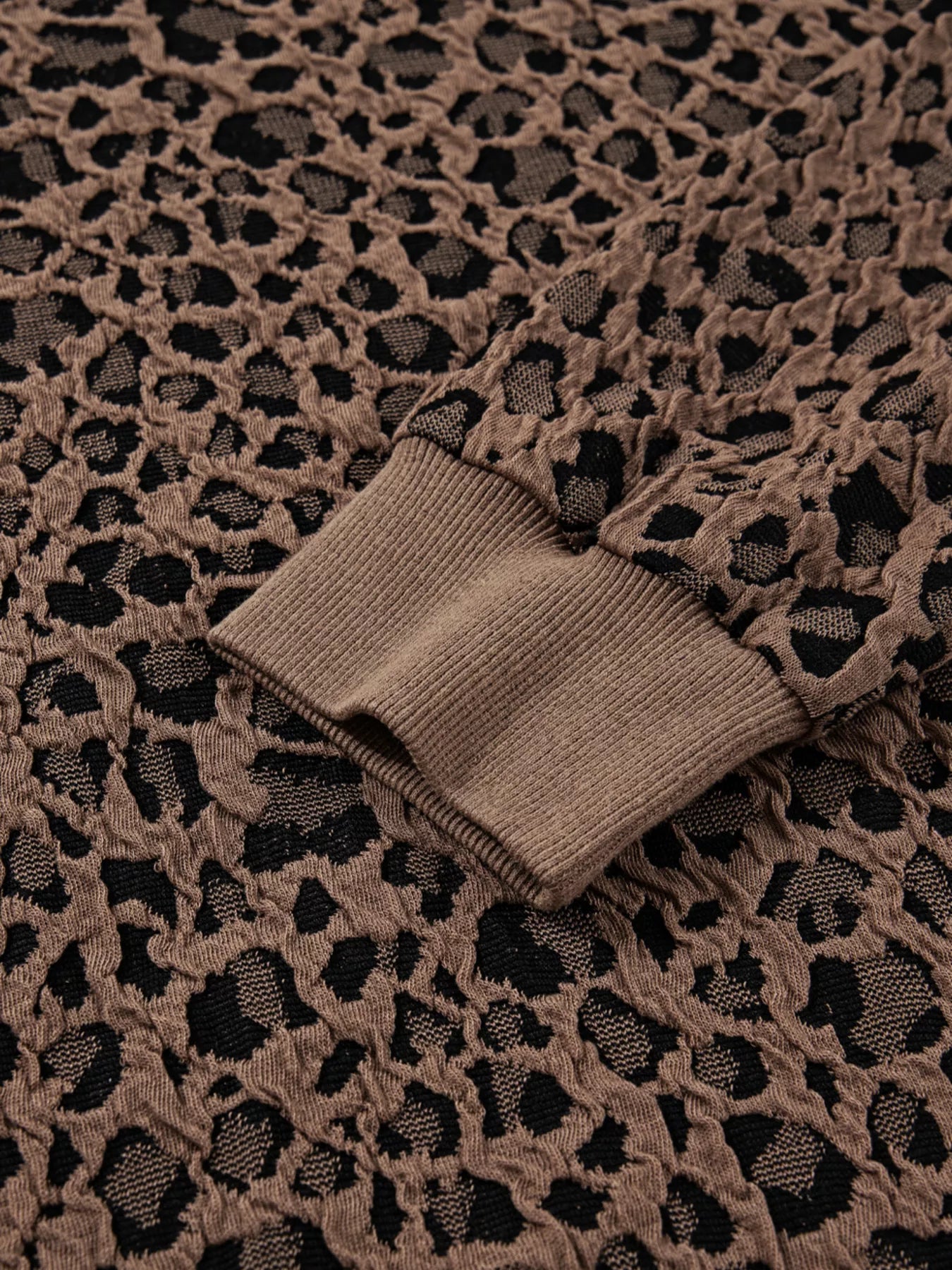 Ribbed Trim Leopard Print Long Sleeve Top NicholesGifts