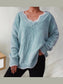 V-Neck Drop Shoulder Long Sleeve Sweater nicholesgifts