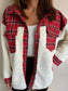 Fuzzy Button Up Long Sleeve Jacket nicholesgifts
