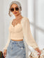 Mesh Sweetheart Neck Flounce Sleeve Top nicholesgifts