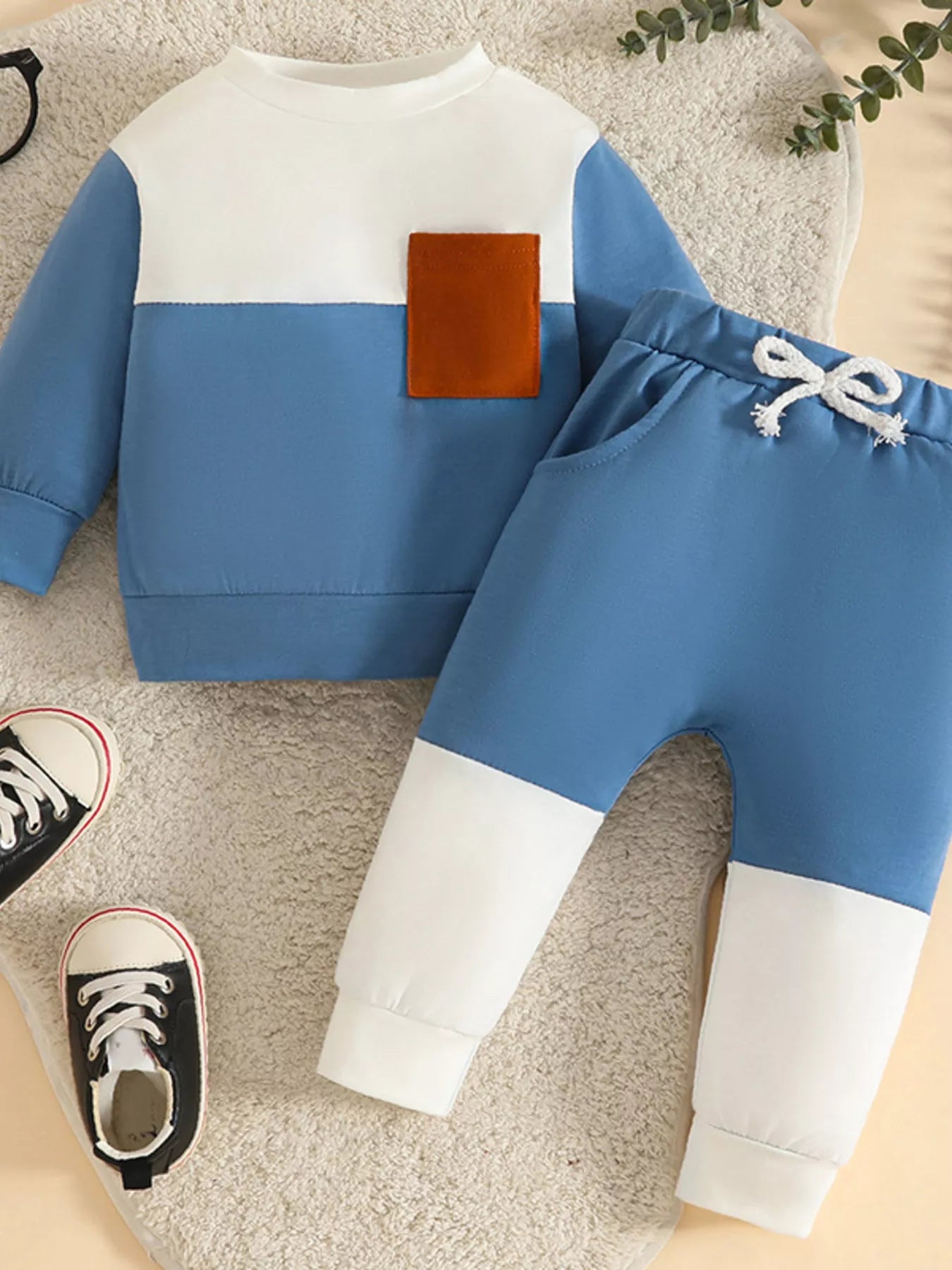 Children's Color Block Pocket Detail Top and Pants Outfit Set NicholesGifts