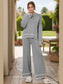 High-Low Round Neck Top and Pants Sweater Set nicholesgifts