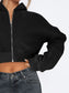 Zip Up Long Sleeve Hooded Cropped Jacket nicholesgifts