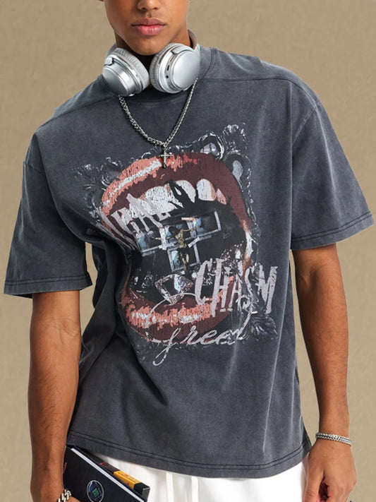 Men's Graphic Round Neck Half Sleeve T-Shirt Trendsi