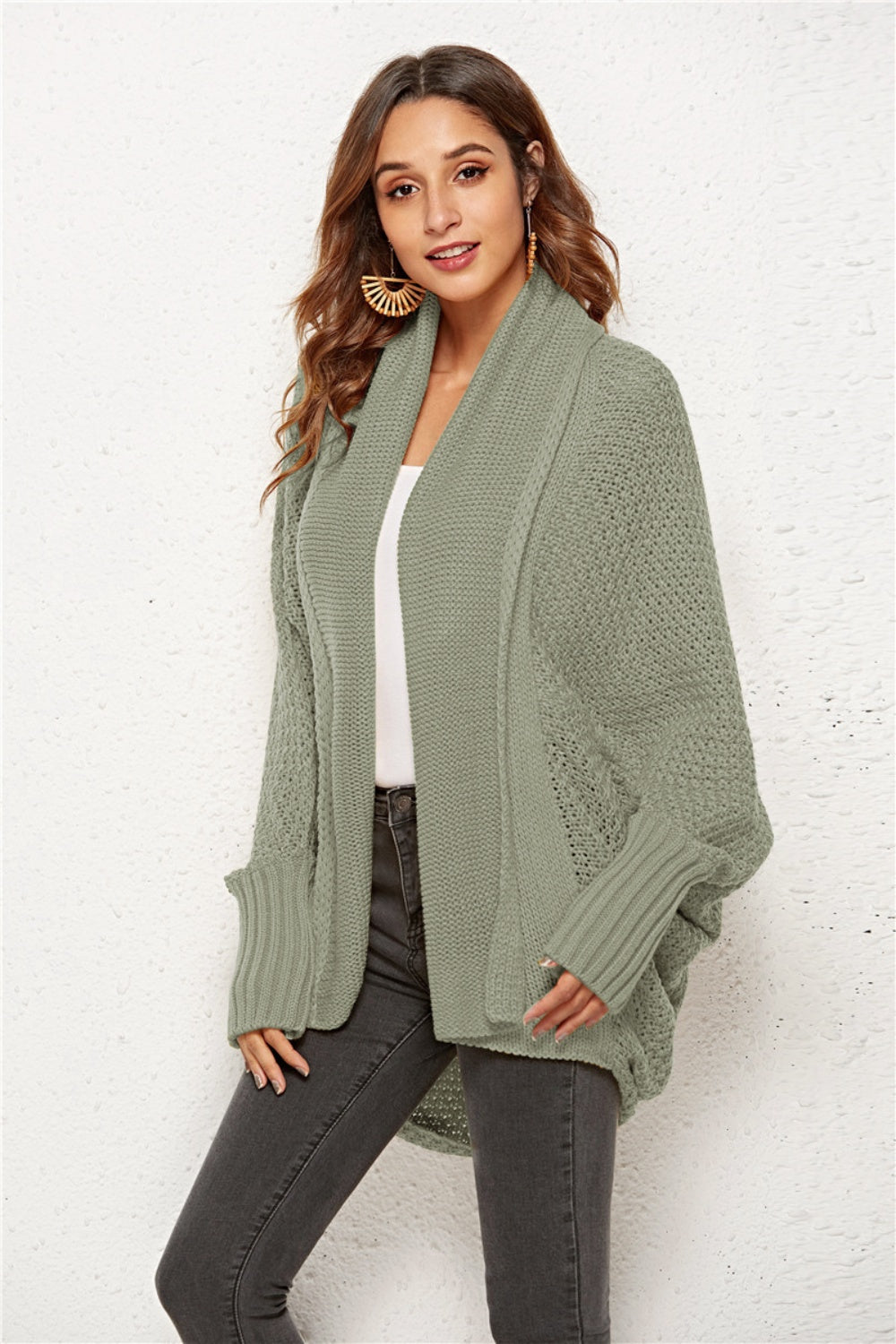 Open Front Batwing Sleeve Cardigan nicholesgifts