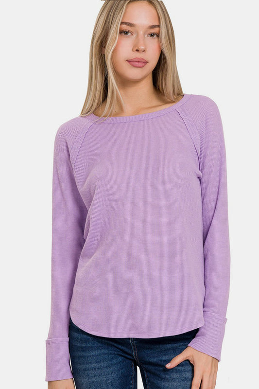 Women Zenana Waffle Long Sleeve T-Shirt nicholesgifts