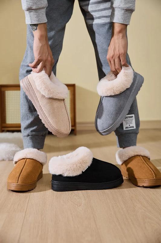 Women Faux Fur Round Toe Platform Slippers nicholesgifts