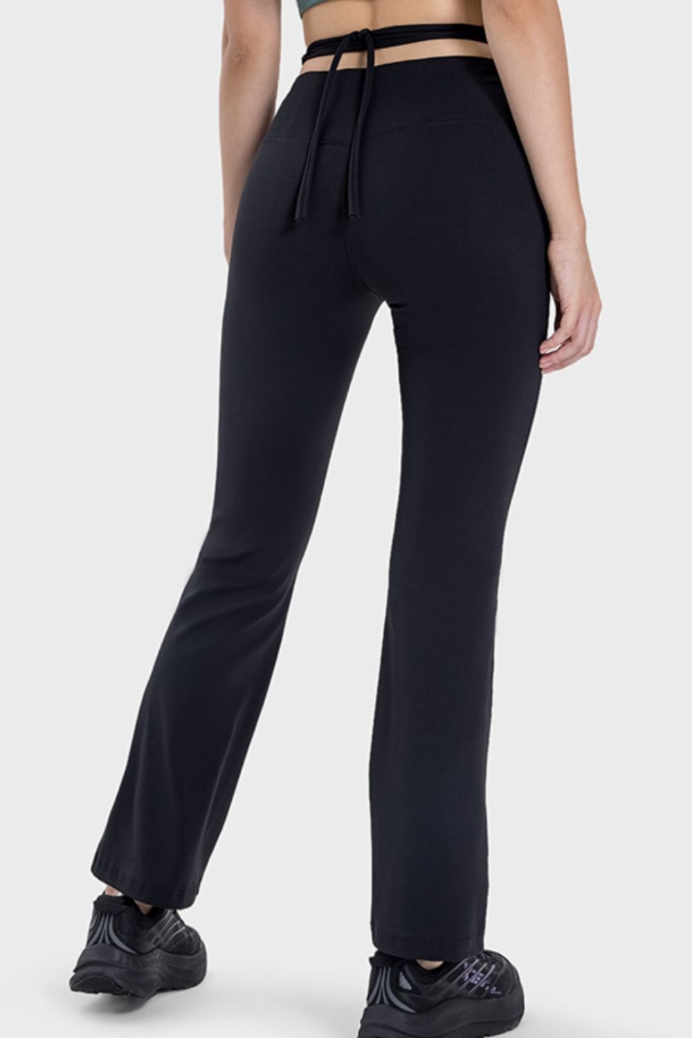 Women Tied Mid-Rise Waist Active Pants nicholesgifts