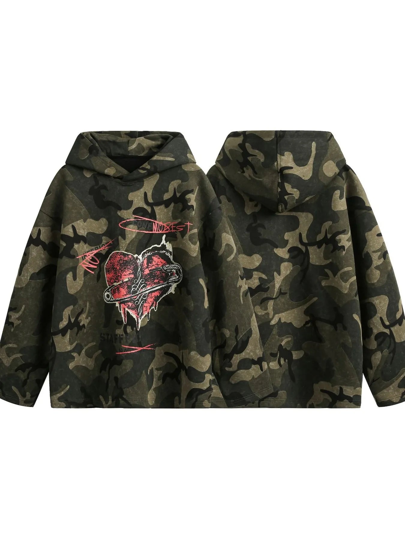 Men's Oversized Camouflage Heart Hoodie NicholesGifts