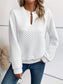 Textured Long Sleeve Notched Sweatshirt nicholesgifts