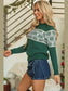 Women Graphic Round Neck Long Sleeve Sweater nicholesgifts
