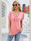 Women Frill Notched Short Sleeve Blouse nicholesgifts