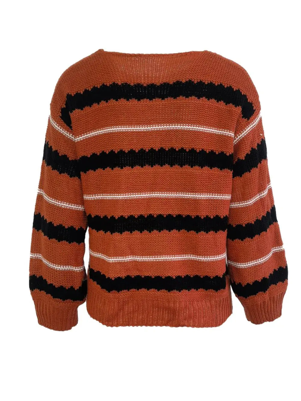 Striped Round Neck Long Sleeve Sweater Trendsi
