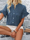 Button Down Ruffled Short Sleeve Shirt nicholesgifts