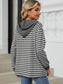 Women Drawstring Striped Long Sleeve Hoodie nicholesgifts