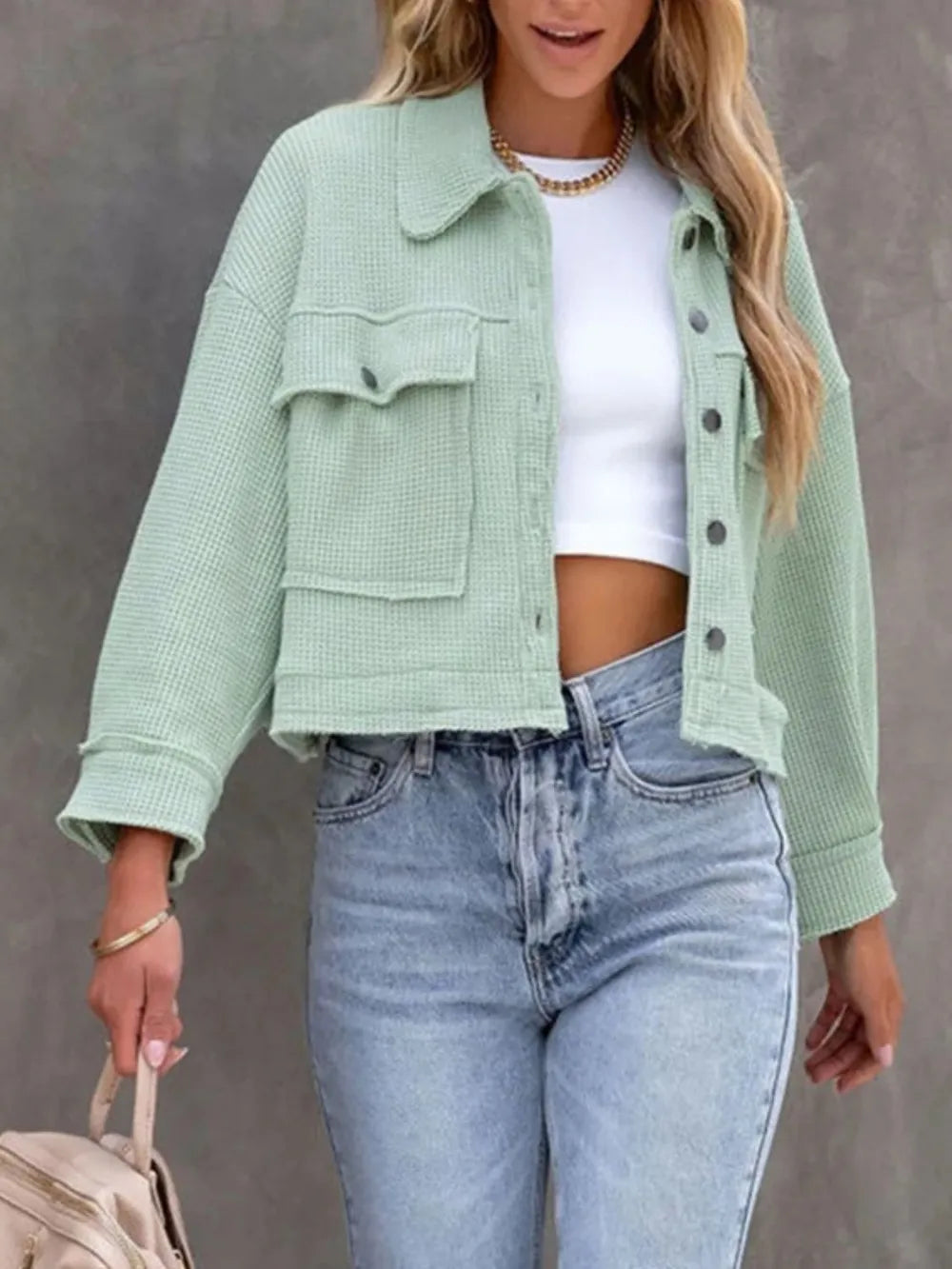 Button Up Long Sleeve Jacket nicholesgifts
