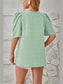 Swiss Dot Round Neck Short Sleeve Blouse nicholesgifts