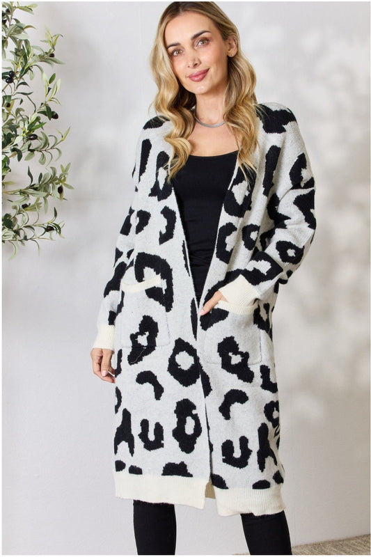 Women BiBi Leopard Open Front Cardigan NicholesGifts