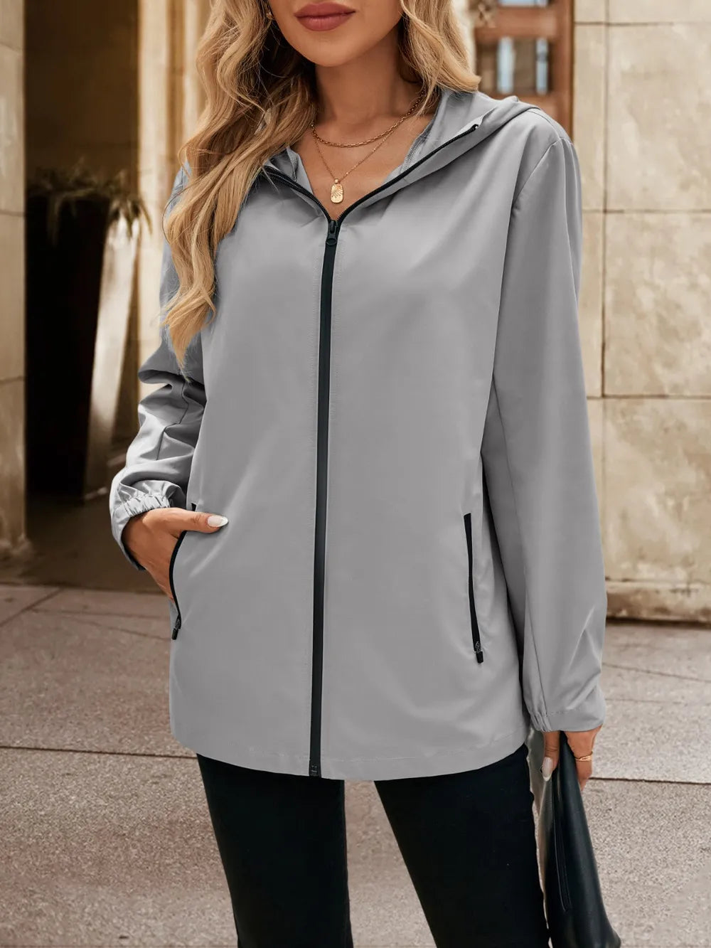 Ivy Lane Pocketed Zip Up Hooded Jacket nicholesgifts