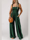 Smocked Square Neck Wide Leg Jumpsuit with Pockets nicholesgifts