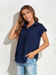 Women Swiss Dot Button Up Cap Sleeve Shirt nicholesgifts