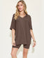 WomeBasic Bae Full Size V-Neck Drop Shoulder Short Sleeve T-Shirt and Shorts Set nicholesgifts