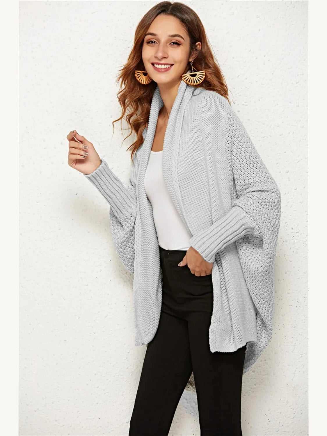 Angel Wings Open Front Batwing Sleeve Cardigan nicholesgifts