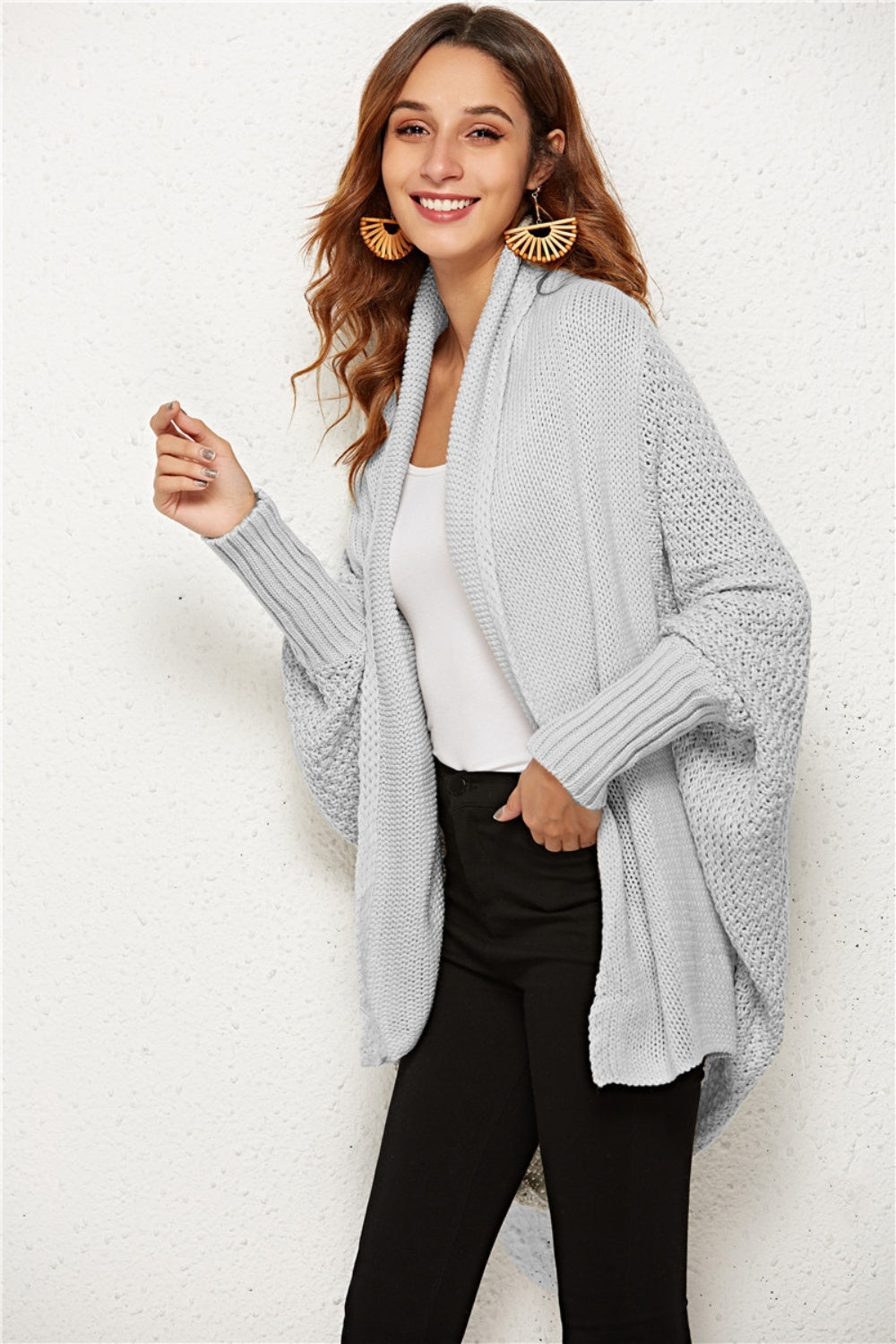 Open Front Batwing Sleeve Cardigan nicholesgifts