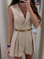 Solid Sleeveless Surplice Romper nicholesgifts