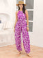 Leaf Print Sleeveless Jumpsuit nicholesgifts