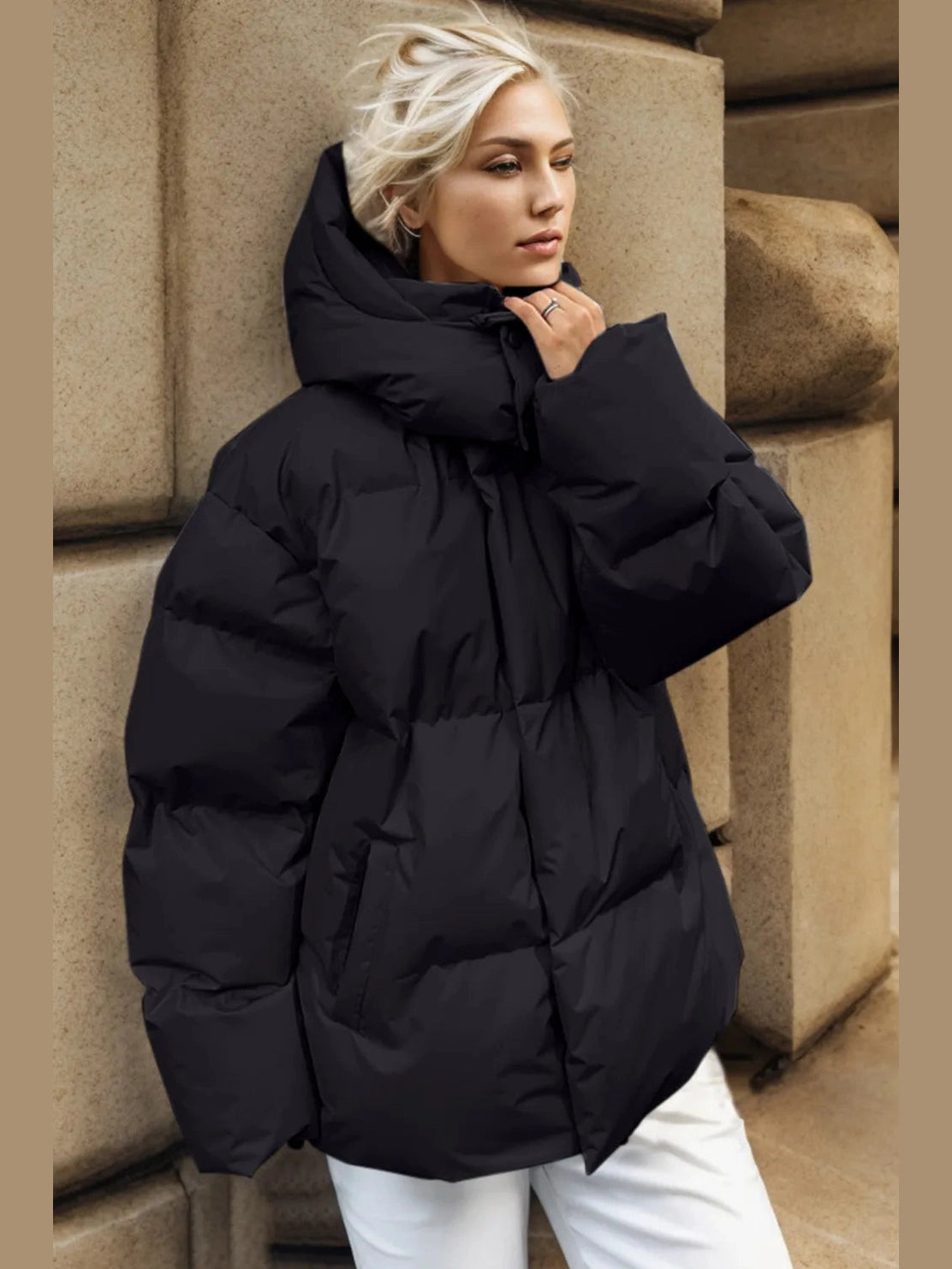 Pocketed Zip Up Hooded Puffer Jacket nicholesgifts