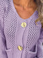 Crochet Button Up Long Sleeve Cardigan nicholesgifts