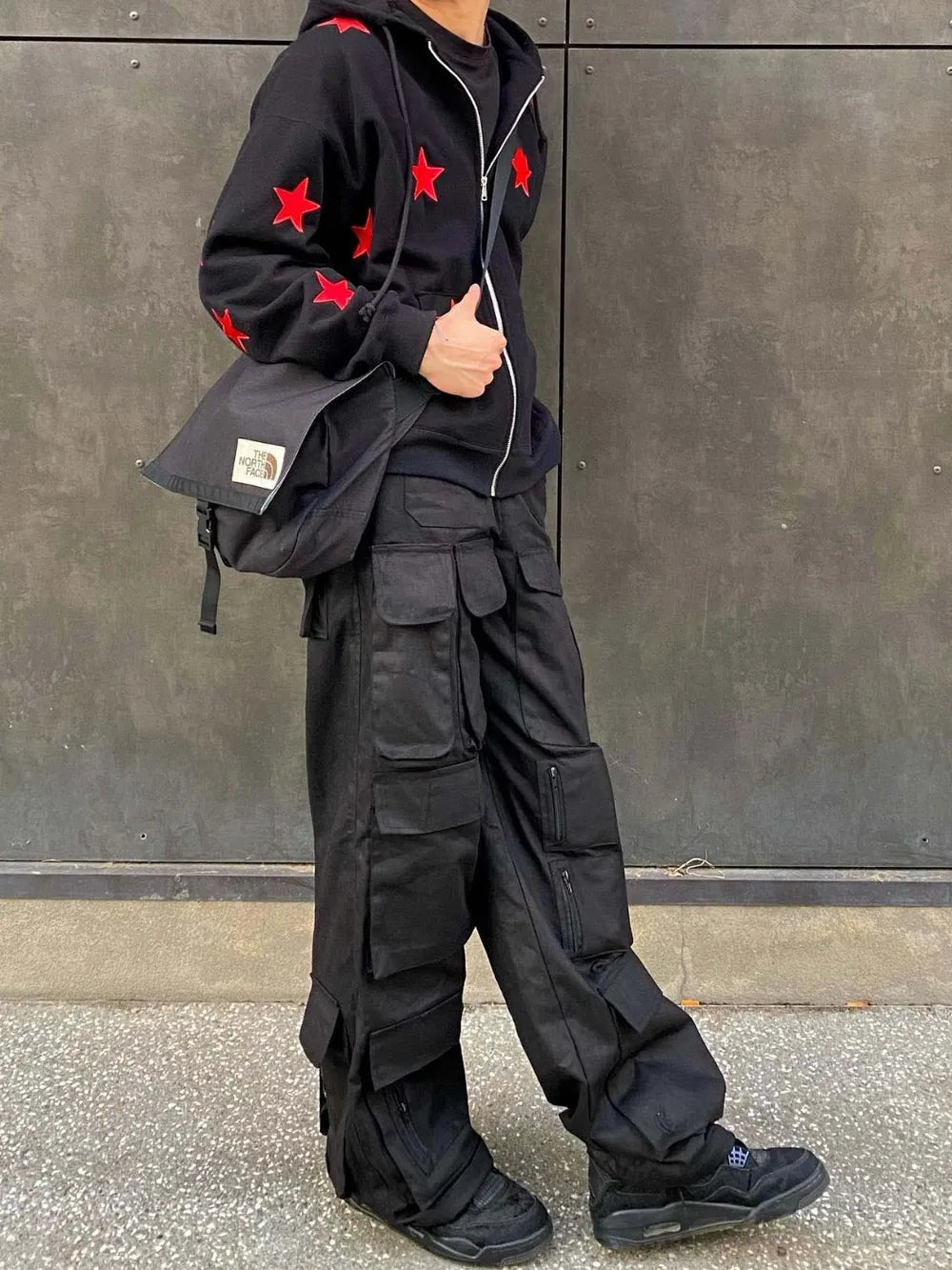 Men's Contrast Star Hooded Zip Up Hoodie NicholesGifts