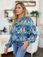 Double Take Full Size Printed Balloon Sleeve Blouse nicholesgifts