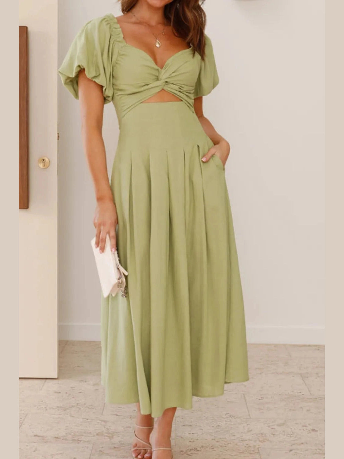 Sweetheart Neck Puff Sleeve Dress NicholesGifts