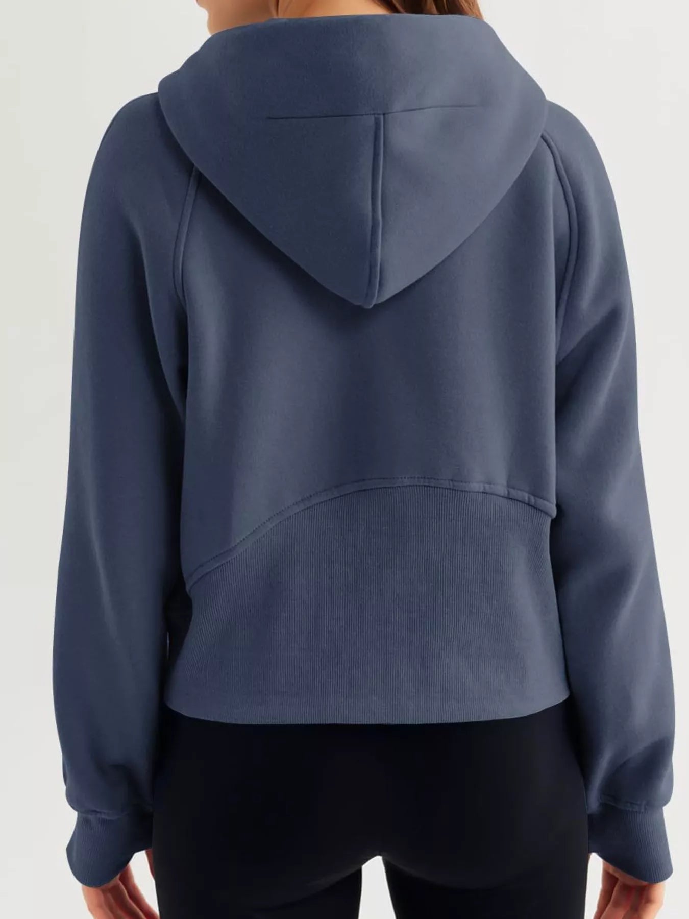 Half Zip Raglan Sleeve Hoodie Trendsi