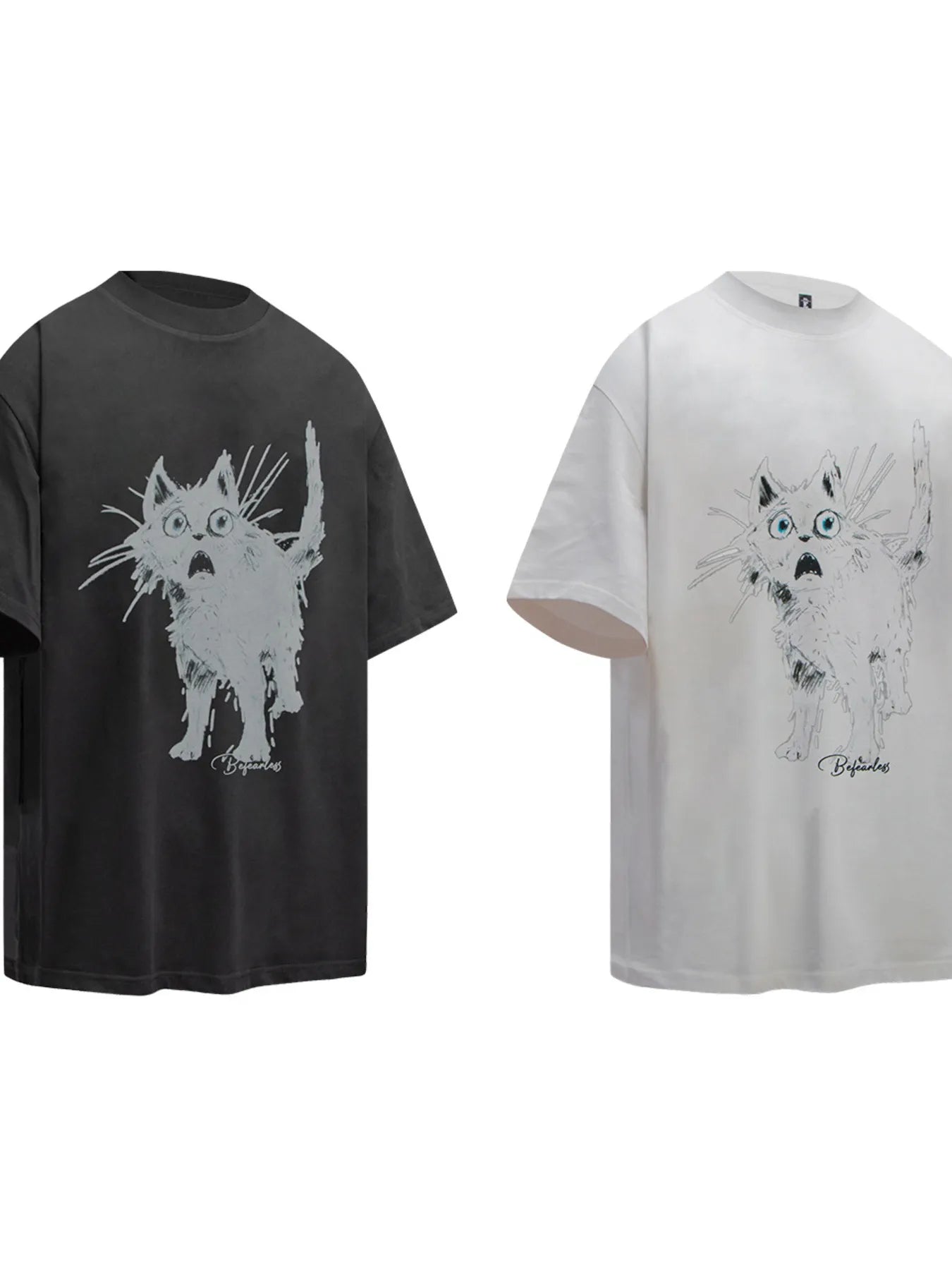 Men's Cat Graphic Short Sleeve Oversized T-Shirt Trendsi