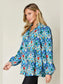 Double Take Full Size Printed Balloon Sleeve Blouse nicholesgifts