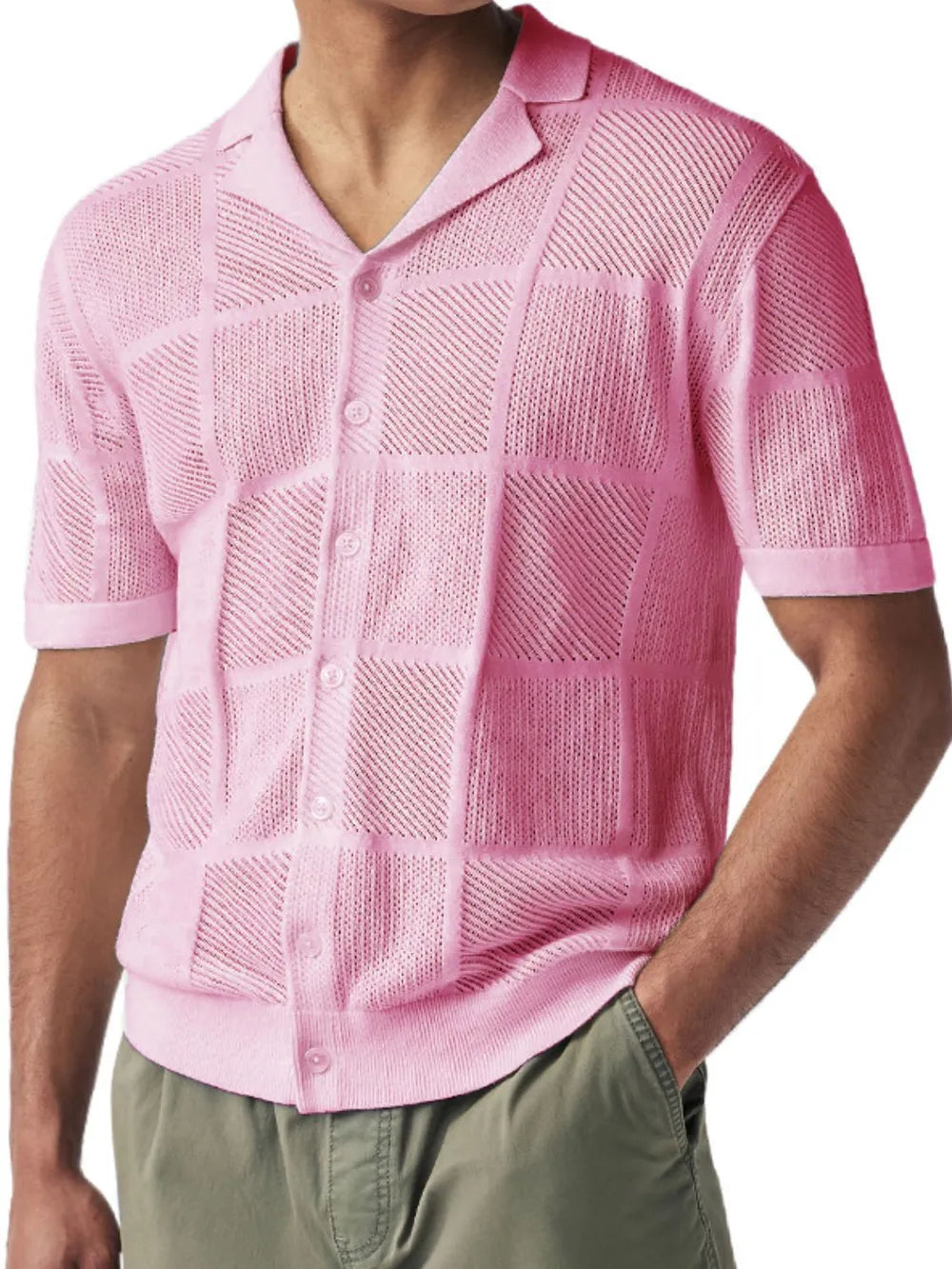 Men's Button Down Checkered Eyelet Shirt NicholesGifts