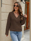 Openwork Surplice Long Sleeve Sweater nicholesgifts