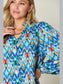 Double Take Full Size Printed Balloon Sleeve Blouse nicholesgifts