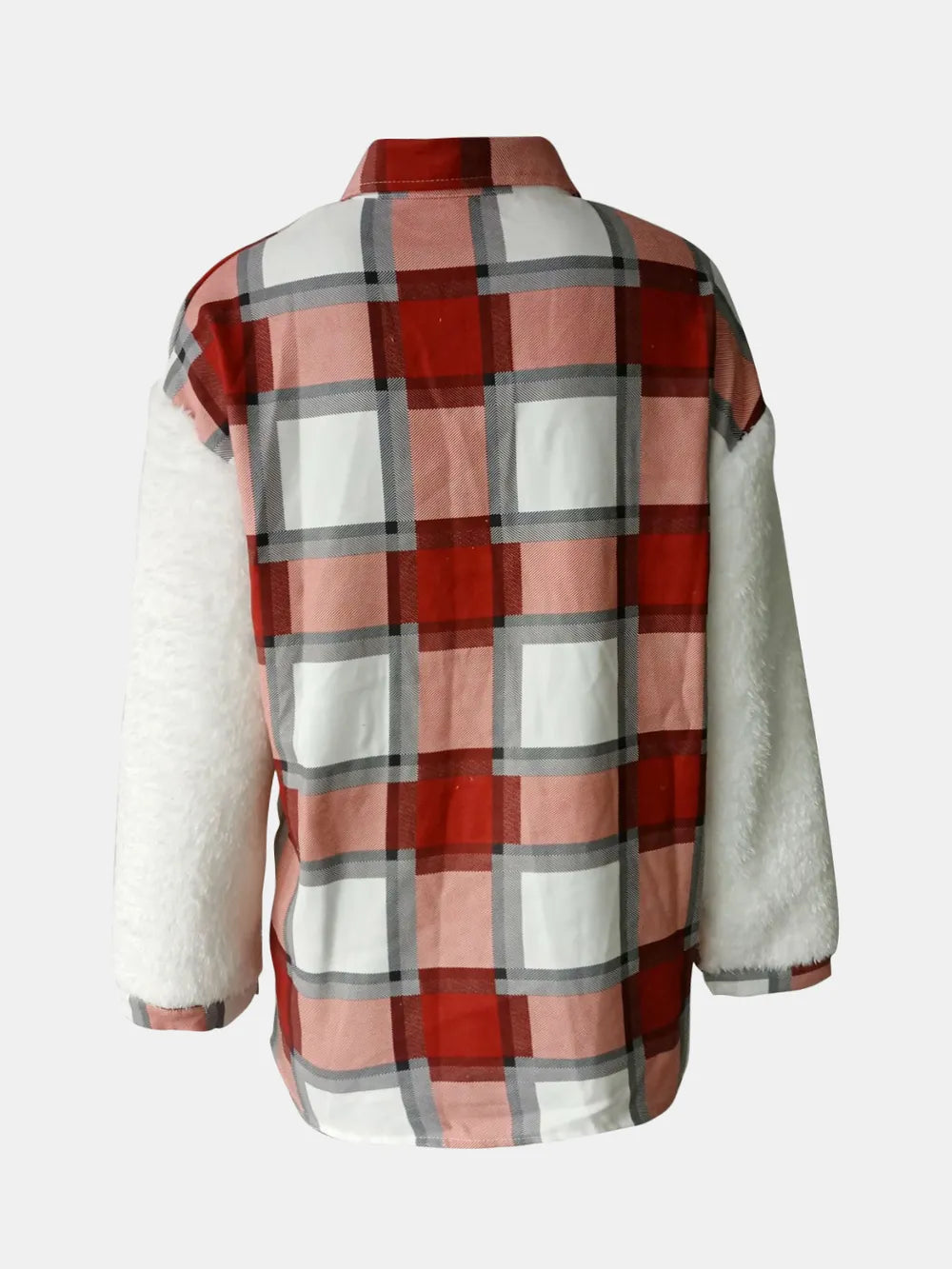 Fuzzy Button Up Long Sleeve Jacket nicholesgifts