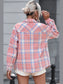 Plaid Pocketed Collared Neck Button Up Jacket nicholesgifts