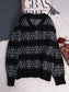 Contrast Ribbed hem Long Sleeve Sweater nicholesgifts