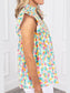 Ruffled Printed Notched Cap Sleeve Blouse nicholesgifts