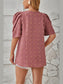 Swiss Dot Round Neck Short Sleeve Blouse nicholesgifts