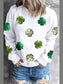 Lucky Clover Round Neck Long Sleeve Sweatshirt nicholesgifts