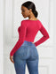 Half Zip Scoop Neck Long Sleeve Bodysuit nicholesgifts