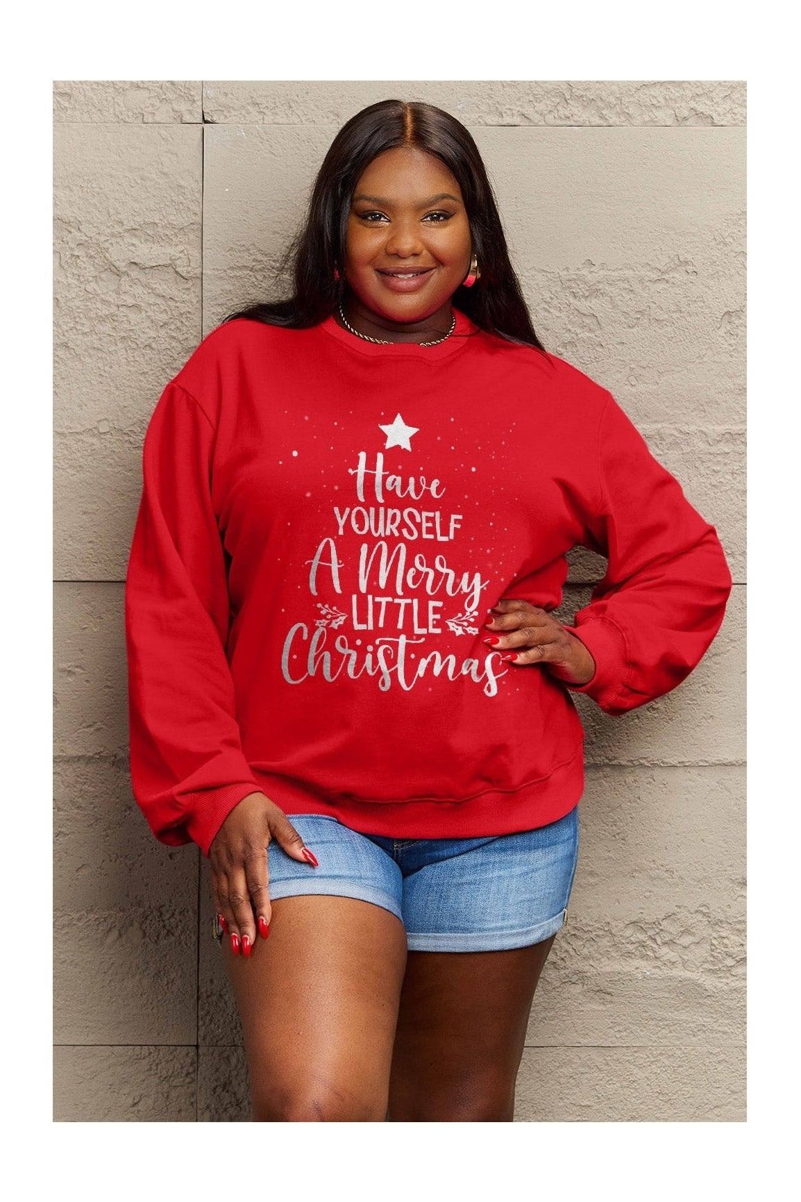 Simply Love Full Size HAVE YOURSELF A MERRY LITTLE CHRISTMAS Round Neck Sweatshirt